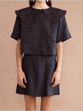 LOVAAN MARY LINEN SHORT-SLEEVE TOP - NWT